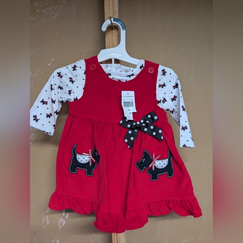 [NWT] Goodlad | 6-9mo Red Christmas Dog Print Dress Set